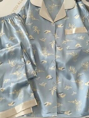 NEW SATIN SHORT SLEEVE PAJAMA SET